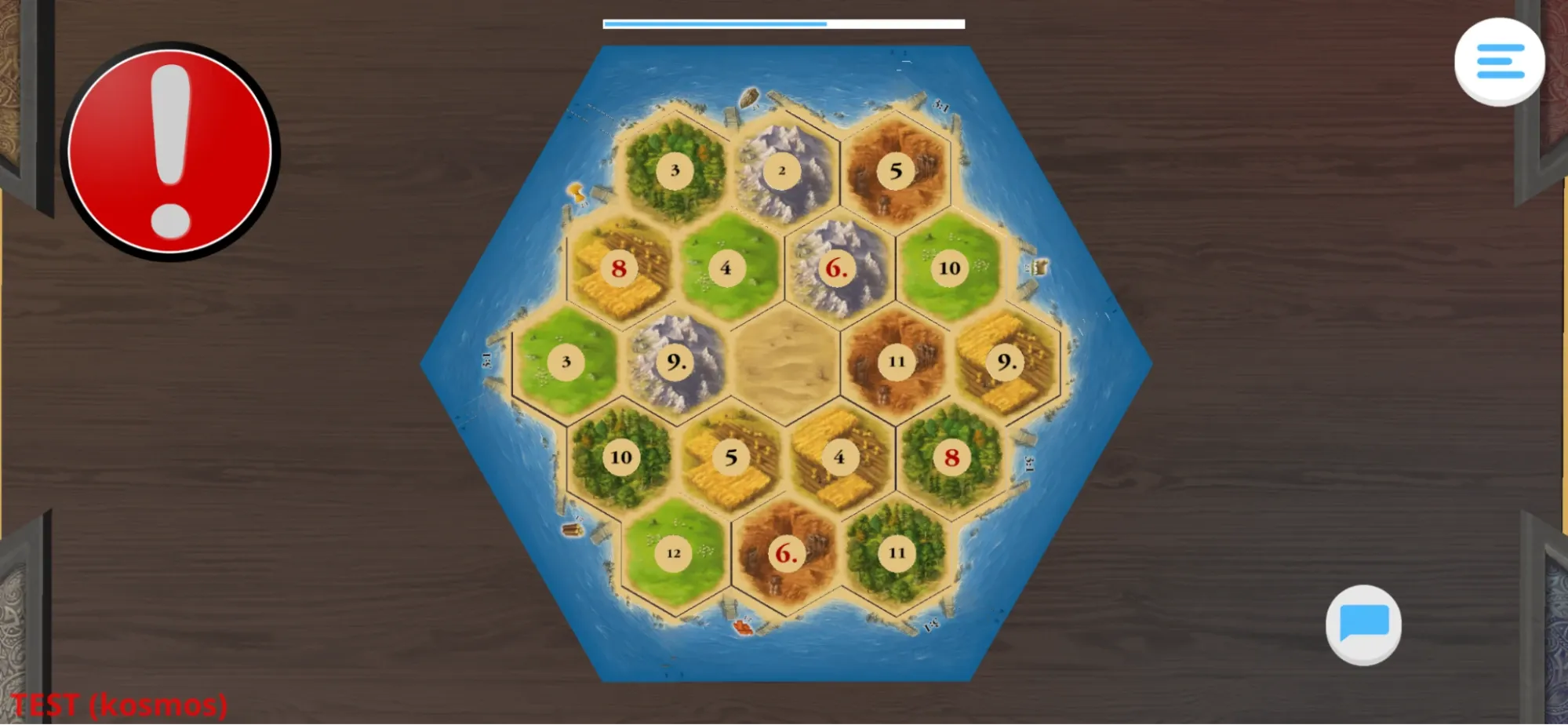 Die Vorgängerversion in der Erklär-App: Aufsicht auf die Insel mit den Zahlenplättchen.