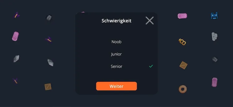 Die Abbildung zeigt das UI der Schwierigkeitseinstellung.