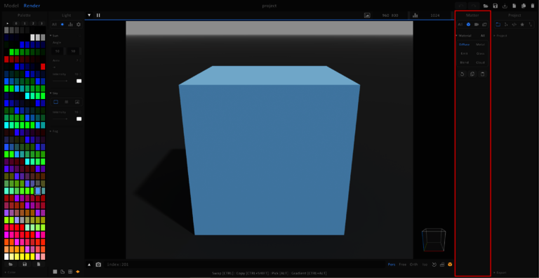 Matter-Bereich-hervorgehoben Der Bereich Matter links neben dem Bereich Project ist rot umrandet
