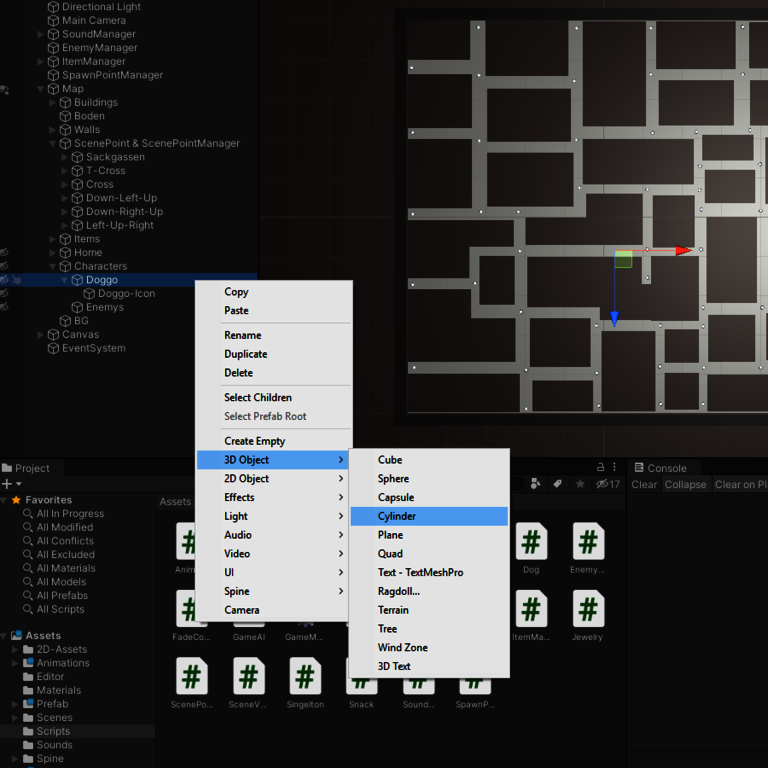 Erstellung-des-Game-Objekts-Dog Erstellung des Game Objekts Dog in der Hierarchy