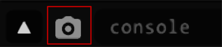 Show-Camera-Control-und-Capture-Image-Icons Zwei Icons, show Camera Control und Capture Image, und das Wort console, sind zu sehen, das Icon Capture Images ist hervorgehoben