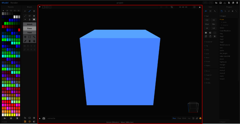 Azeige-von-3D-Modell-hervorgehoben Die Anzeige des 3D Models in der Mitte des Arbeitsplatzes ist rot umrandet