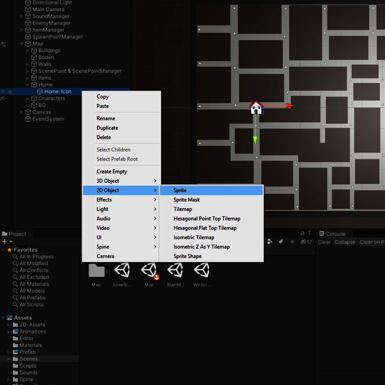 Erstellung-eines-Sprites-in-Unity Erstellung eines Sprites in der Hierarchy in Unity
