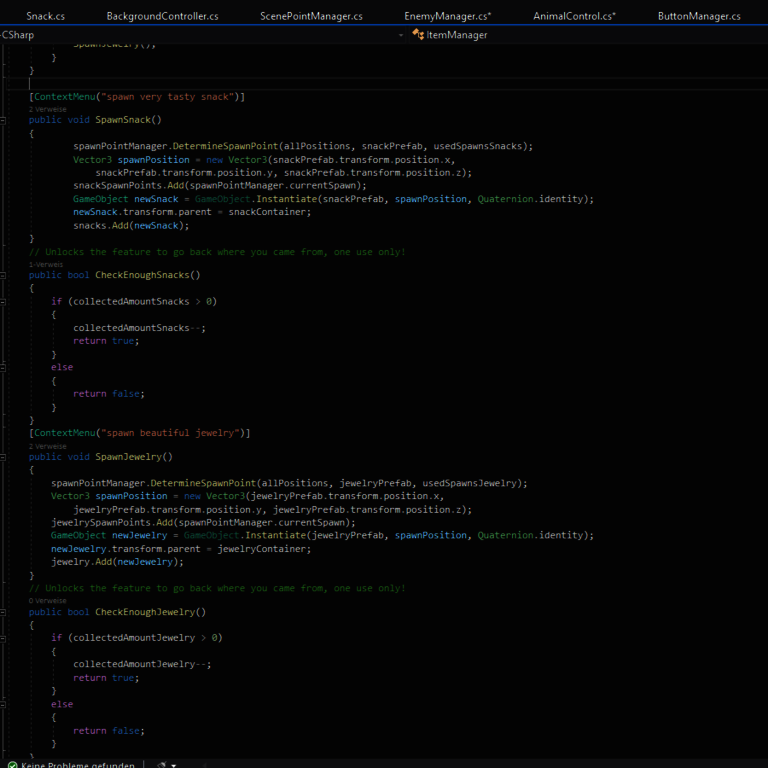 Methoden-zum-Spawnen-und-Überprüfen-der-Items Methoden zum Spawnen und Überprüfen der Items in Visual Studio