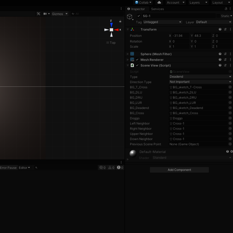 Konfiguration-des-SceneView-Skripts-in-Unity Mit Variablen gefülltes SceneView Skript im Inspector