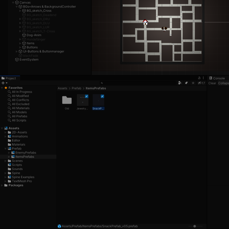 Snack-Prefab Snack Prefab im Prefab Ordner in Unity