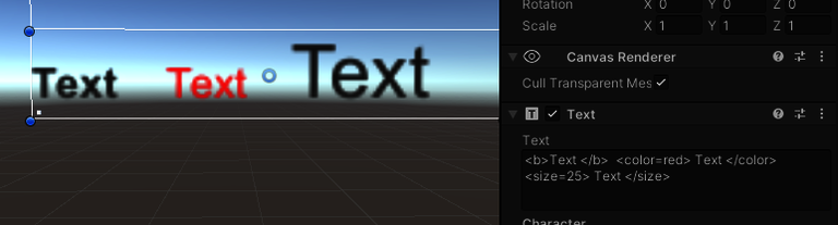 Screenshot-von-Unity-Textelement Unity Engine, Screenshot von Textelement