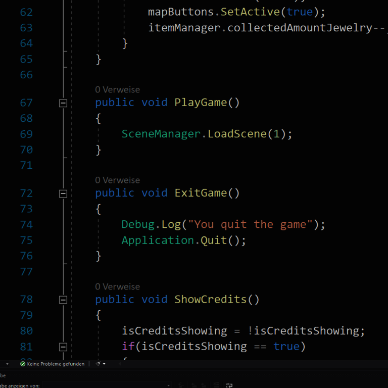 Methoden-zum-Starten-und-Beenden-des-Spiels Methoden zum Starten und Beenden des Spiels in Visual Studio