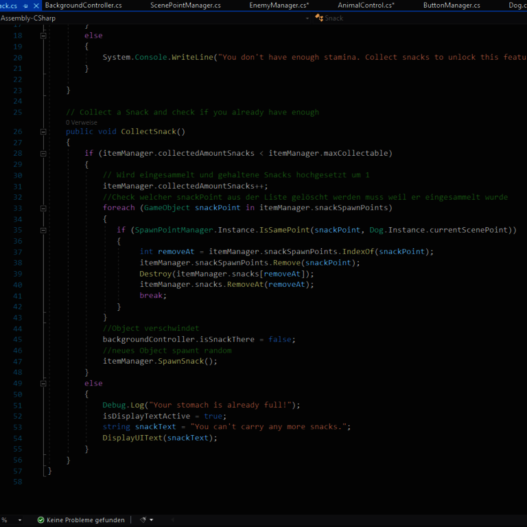 Methode-zum-Einsammeln-eines-Snacks Methode zum Einsammeln eines Snacks in Visual Studio